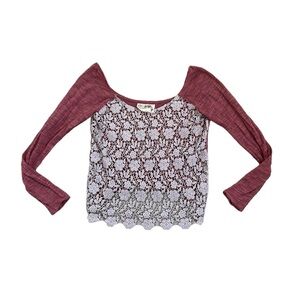 Free People Lace Raglan Sleeve Top 🍇